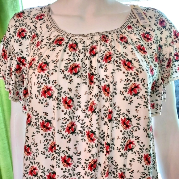 Prairie Flowered Pattern Peasant Top by Max Studio: Size L. NWT. - Picture 4 of 9